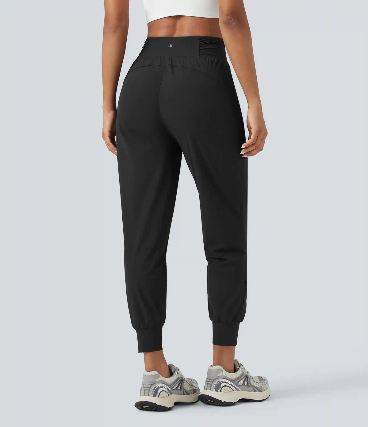 High Waisted Drawstring Ruched Tapered Quick Dry Cool Touch Dance Joggers with Pockets-UPF40+
