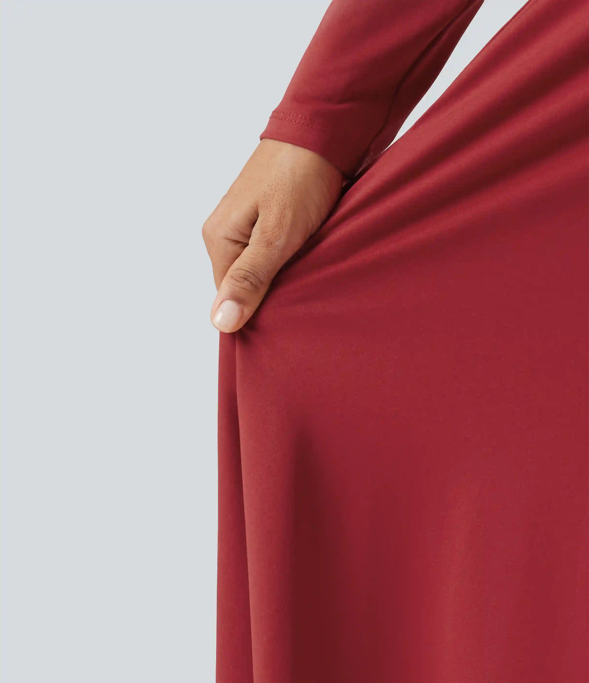 Queen Anne Neck Long Sleeve A-Line Party Midi Dress with Pockets