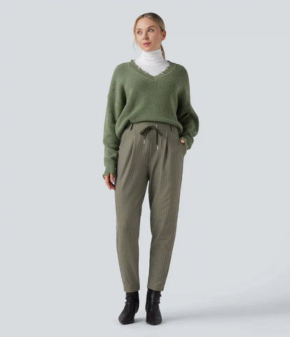 Halara Flex™ Mid Rise Drawstring Tapered Stripe Work Pants with Pockets