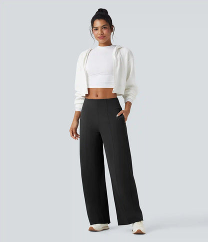 DayStretch Mid Rise Wide Leg Baggy Casual Pants with Pockets