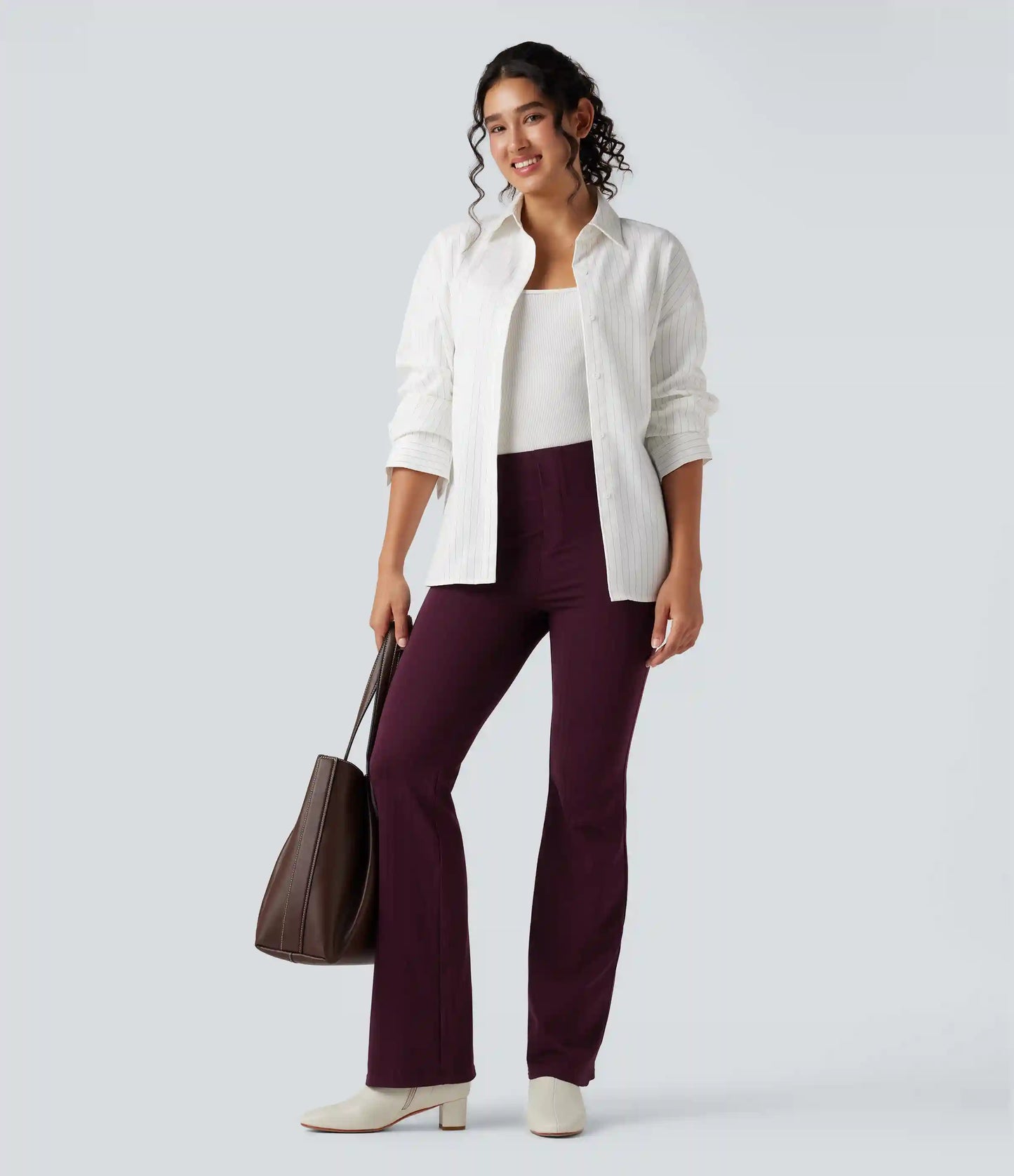Halara Flex™ High Waisted Striped Work Flare Pants with Pockets