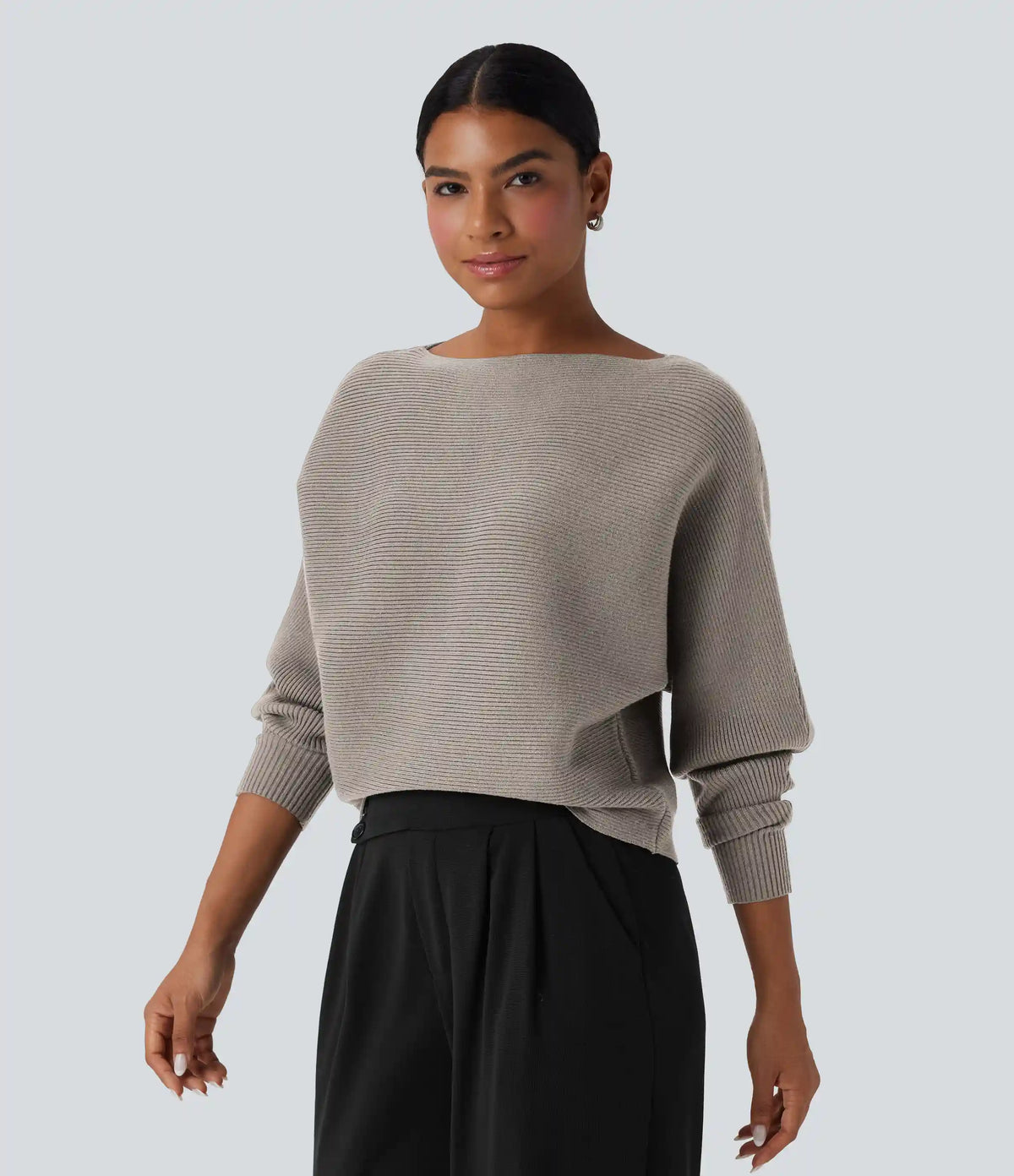Boat Neck Batwing Sleeve Casual Sweater