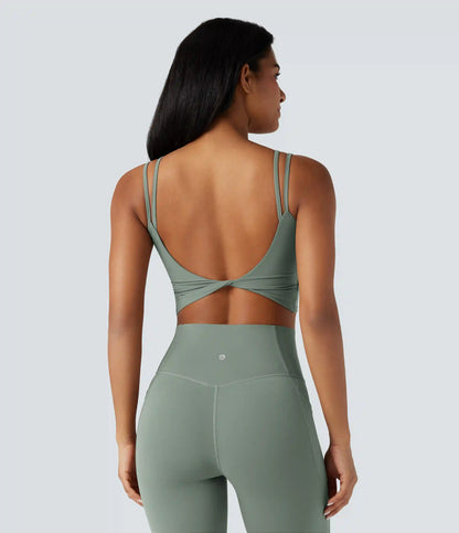 Halara UltraSculpt™ Double Straps Twisted Backless Cropped Yoga Tank Top