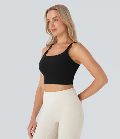 SoftlyZero™ Plush Basic Padded Cropped Low Support Running Cami Top DD-F Cups