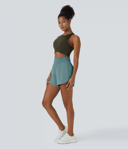 Breezeful™ High Waisted Pocket Quick Dry Casual Shorts 4"