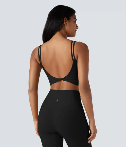 Halara UltraSculpt™ Double Straps Twisted Backless Cropped Yoga Tank Top