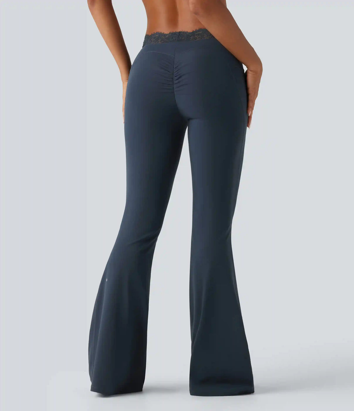 Halara UltraSculpt™ Mid Rise Contrast Lace Ruched Flare Yoga Leggings with Pockets