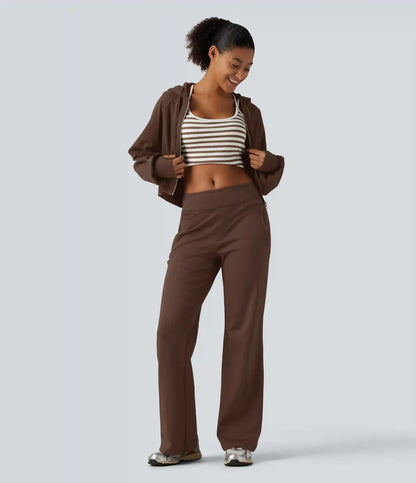 Hooded Raglan Sleeve Cropped Yoga Jacket with Hidden Pocket and Thumb Holes