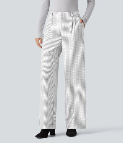 Halara Flex™ High Waisted Straight Leg Stripe Work Pants with Pockets