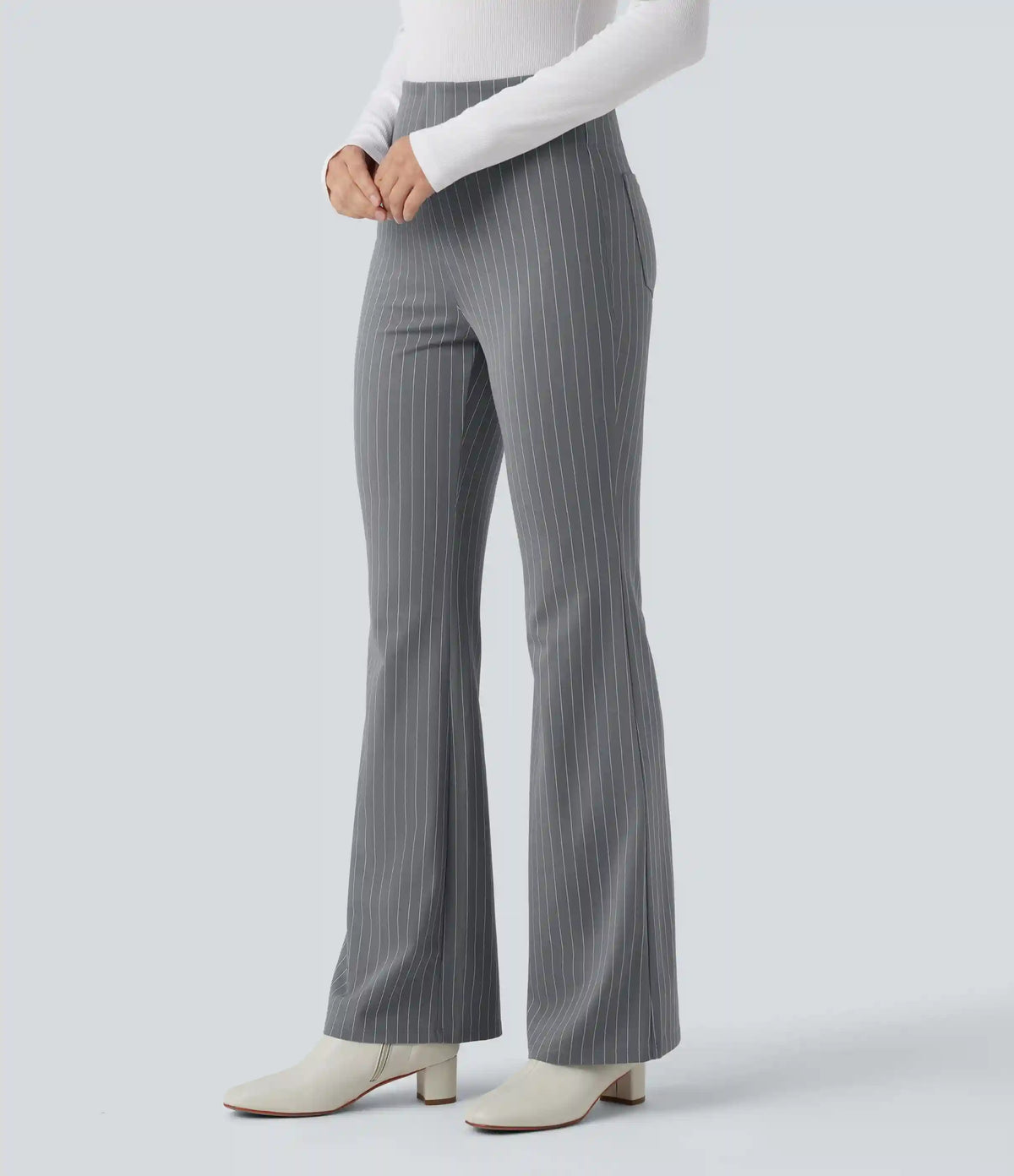 Halara Flex™ High Waisted Striped Work Flare Pants with Pockets