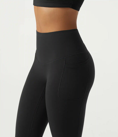 Halara Ultrasculpt™ Extra Heat High Waisted Tummy Control Crossover Back Fleece Running Leggings with Pockets