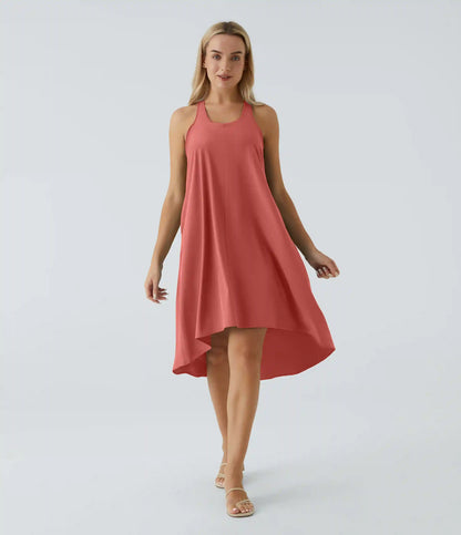 Breezeful™ RacerPocket High Low Flowy Midi Quick Dry Casual Dress