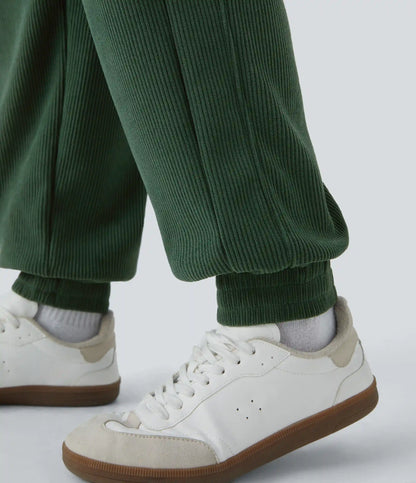 High Waisted Pocket Corduroy Casual Joggers