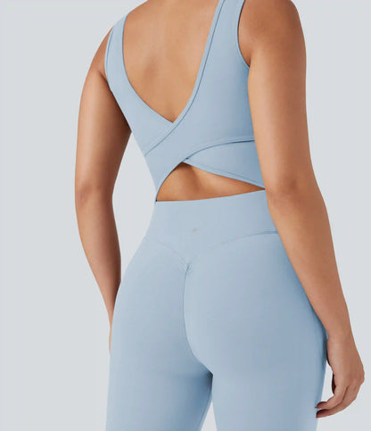 Halara UltraSculpt™ V Neck Tummy Control Butt Lifting Workout Jumpsuit with Pockets