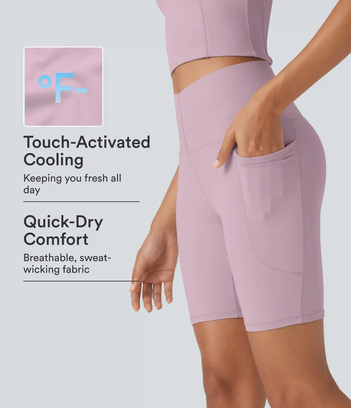 Halara UltraSculpt™ Cool Quick Dry High Waisted Tummy Control Training Biker Shorts 7'' with Pockets-UPF50+