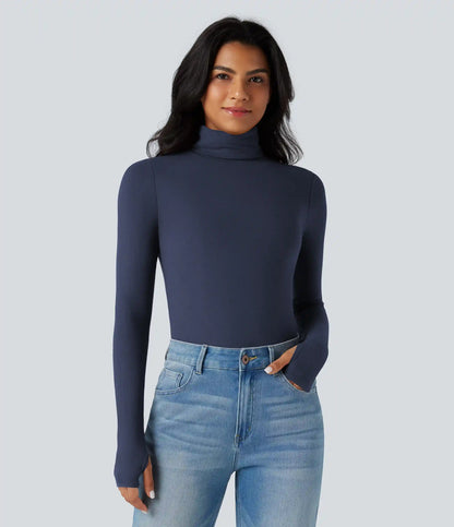 Halara HeatCore Turtleneck Long Sleeve Thumb Hole Casual Warming Top