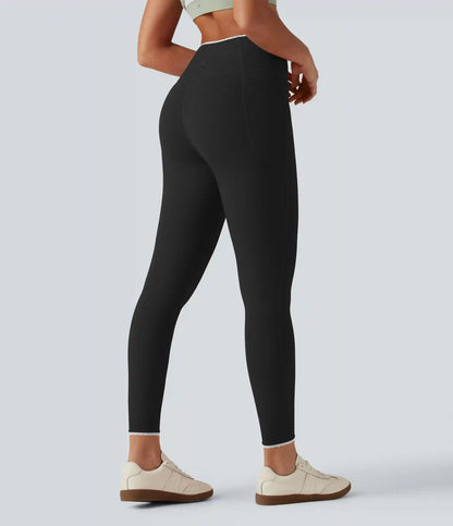 Halara UltraSculpt™ High Waisted Crossover Color Block Yoga Leggings with Pockets