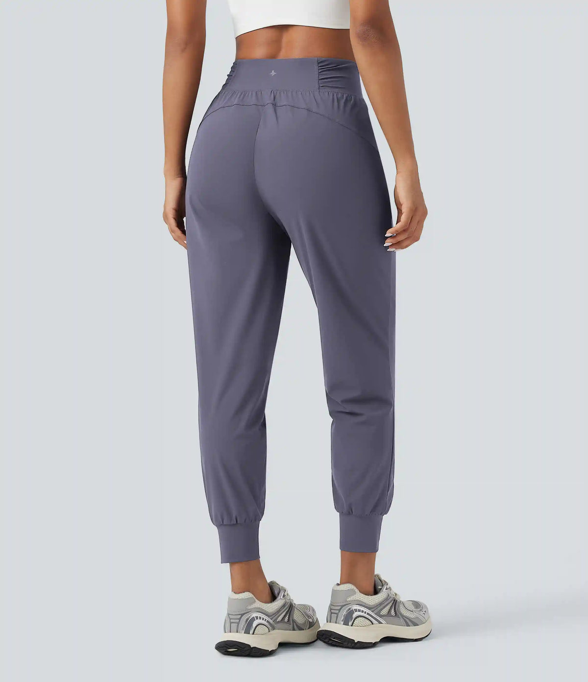High Waisted Drawstring Ruched Tapered Quick Dry Cool Touch Dance Joggers with Pockets-UPF40+