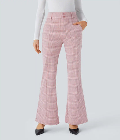 Halara Flex™ High Waisted Decorative Pocket Houndstooth Plaid Work Flare Pants