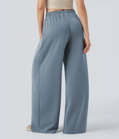 SpacerTek™ Mid Rise Drawstring Crossover Casual Baggy Pants with Pockets