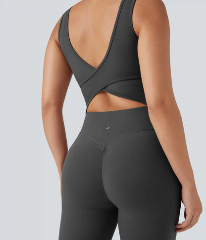 Halara UltraSculpt™ V Neck Tummy Control Butt Lifting Workout Jumpsuit with Pockets