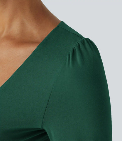 V Neck Long Sleeve Work Bodysuit
