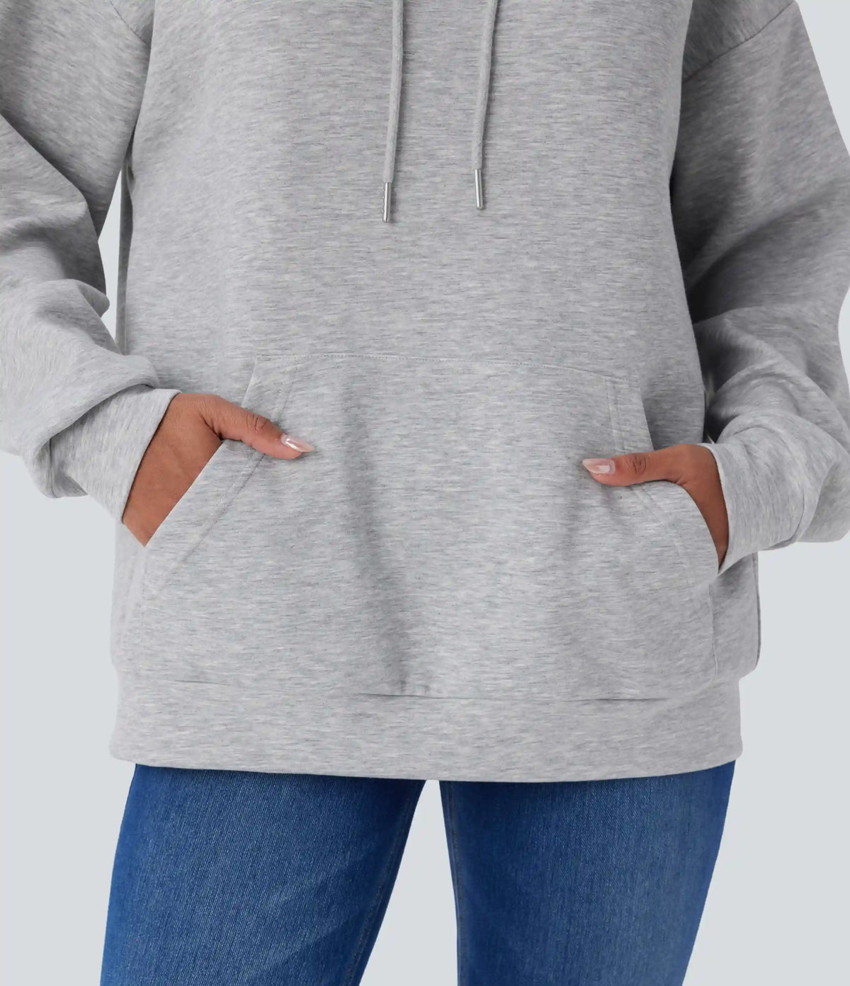 Hooded Drawstring Long Sleeve Kangaroo Pocket Crossover Casual Sweatshirt