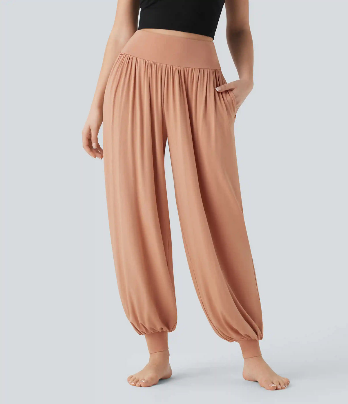 High Waisted Tummy Control Yoga Baggy Joggers with Pockets