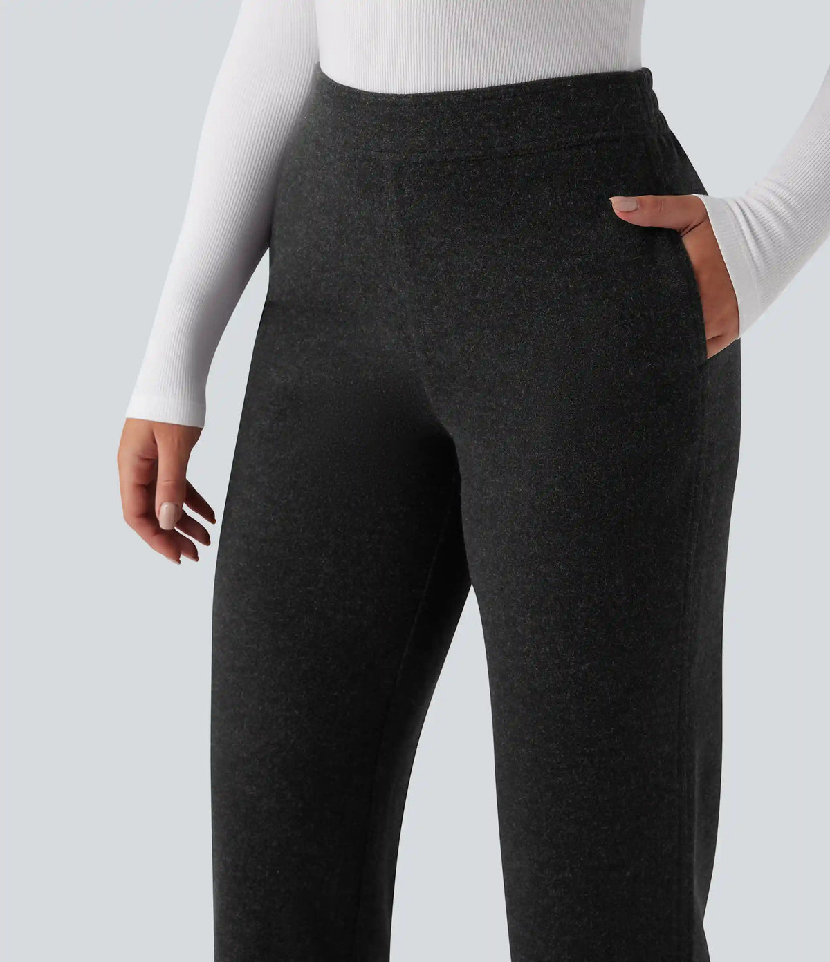 Mid Rise Straight Leg Work Pants with Pockets
