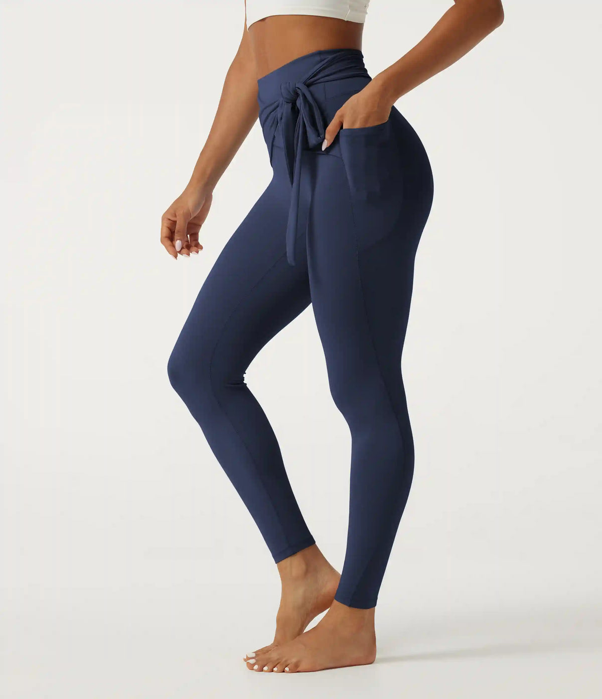 SoftlyZero™ High Waisted Tie Front Yoga Leggings with Pockets