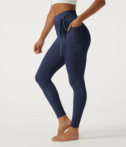 SoftlyZero™ High Waisted Tie Front Yoga Leggings with Pockets