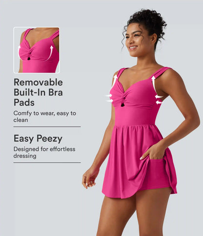 SoftlyZero™ Plush Sweetheart Neck Built-in Bra 2-in-1 Micro Mini Casual Dress with Pocket-Easy Peezy Edition