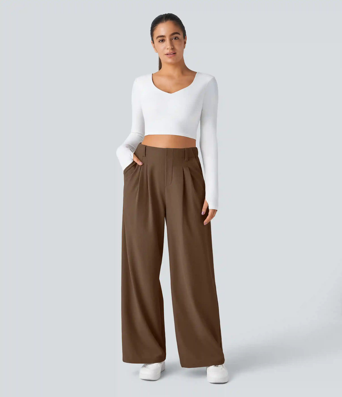 Halara Flex™ High Waisted Pocket Wide Leg Waffle Work Pants