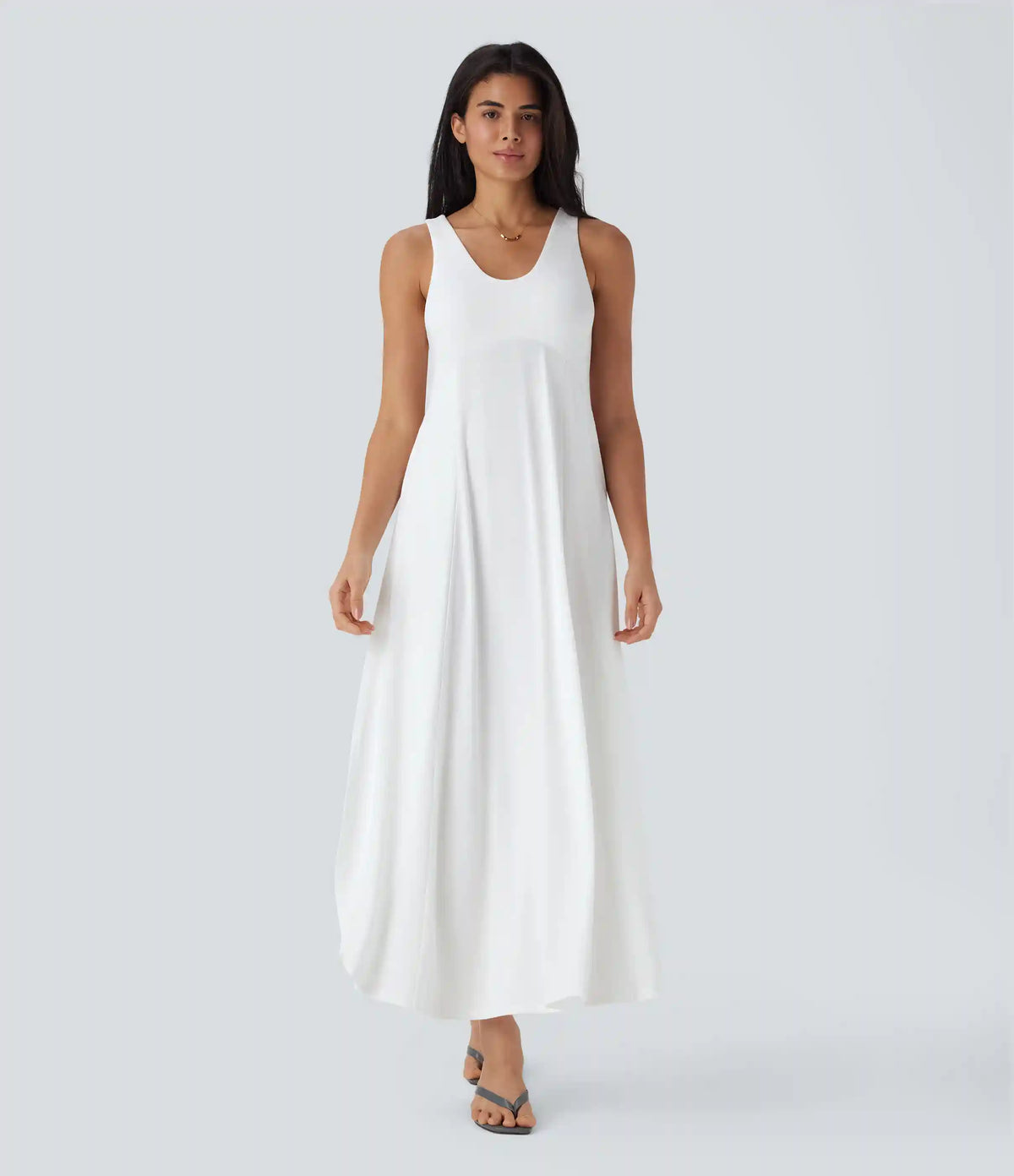 U Neck Flowy Maxi Casual Tank Dress
