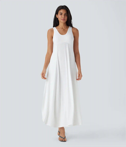 U Neck Flowy Maxi Casual Tank Dress