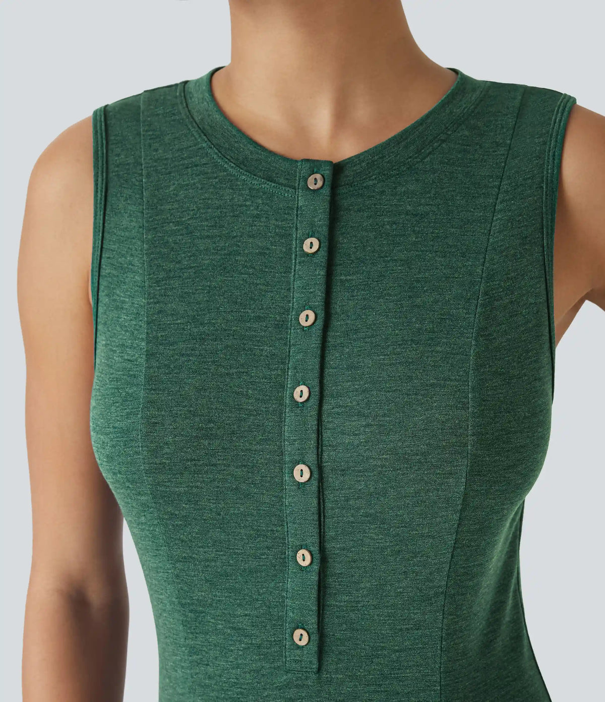 Round Neck Sleeveless Flare Maxi Casual Dress
