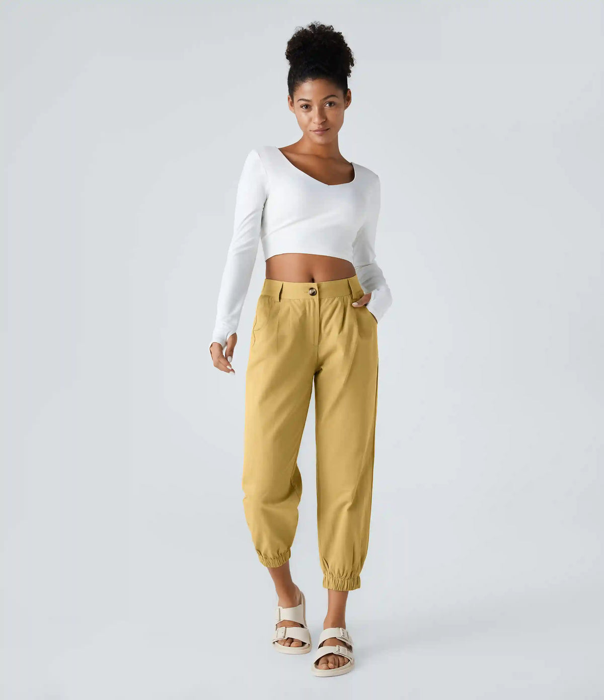 Mid Rise Casual Joggers with Pockets