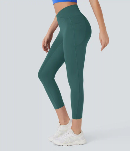 SoftlyZero™ High Waisted Crossover Pocket Capri Yoga Leggings