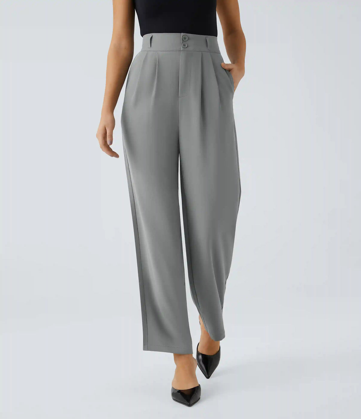Halara Flex™ High Waisted Zipper Pocket Shirred Straight Leg Work Pants