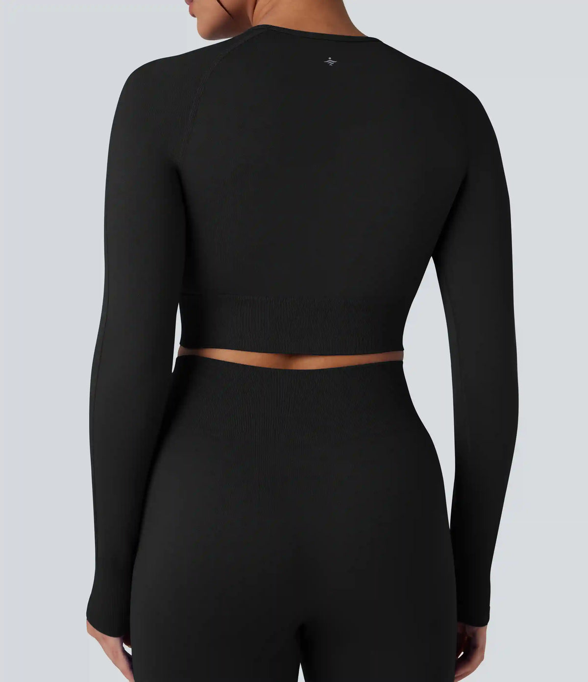 OneForm Seamless Flow Round Neck Long Sleeve Thumb Hole Cropped Yoga Sports Top