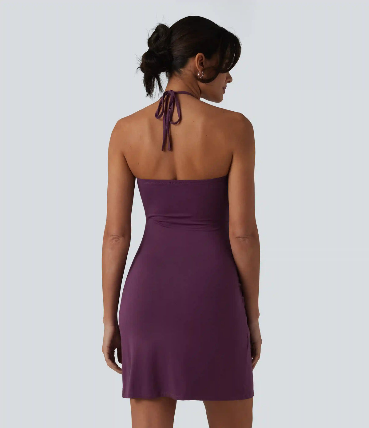 Halter Tie Back Mini Resort Dress with Pockets