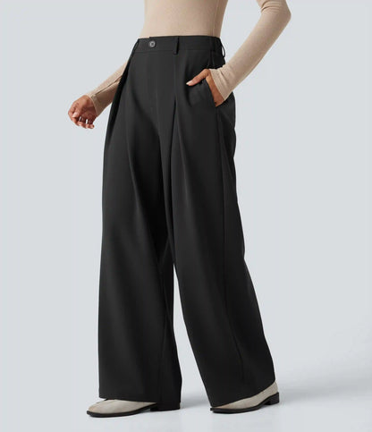 High-waisted Work Wide-leg Pants with Pockets