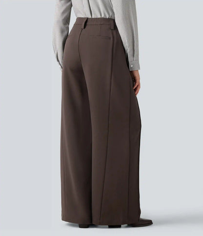 High Waisted Wide Leg Work Pants with Pockets