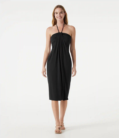 Halter Tie Back Midi Dress with Pockets