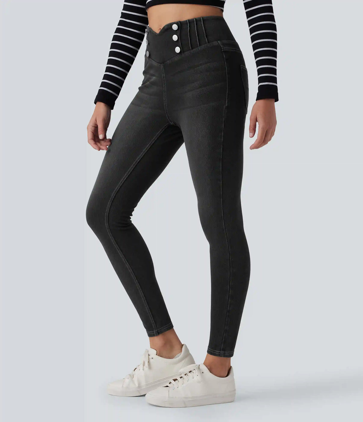 Halara Flex™ High Waisted Tummy Control Skinny Denim Casual Leggings with Pockets