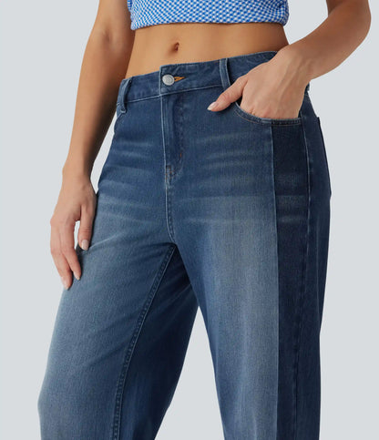 Halara Flex™ Low Rise Color Block Wide Leg Casual Jeans with Pockets