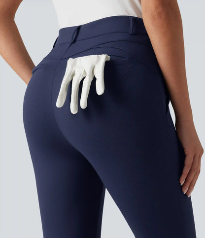 High Waisted Herringbone Golf Skinny Pants with Pockets