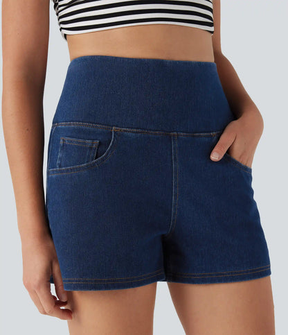 Halara Flex™ High Waisted Tummy Control Denim Casual Shorts 3'' with Pockets