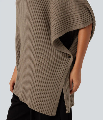 High Neck Batwing Half Sleeve Casual Sweater