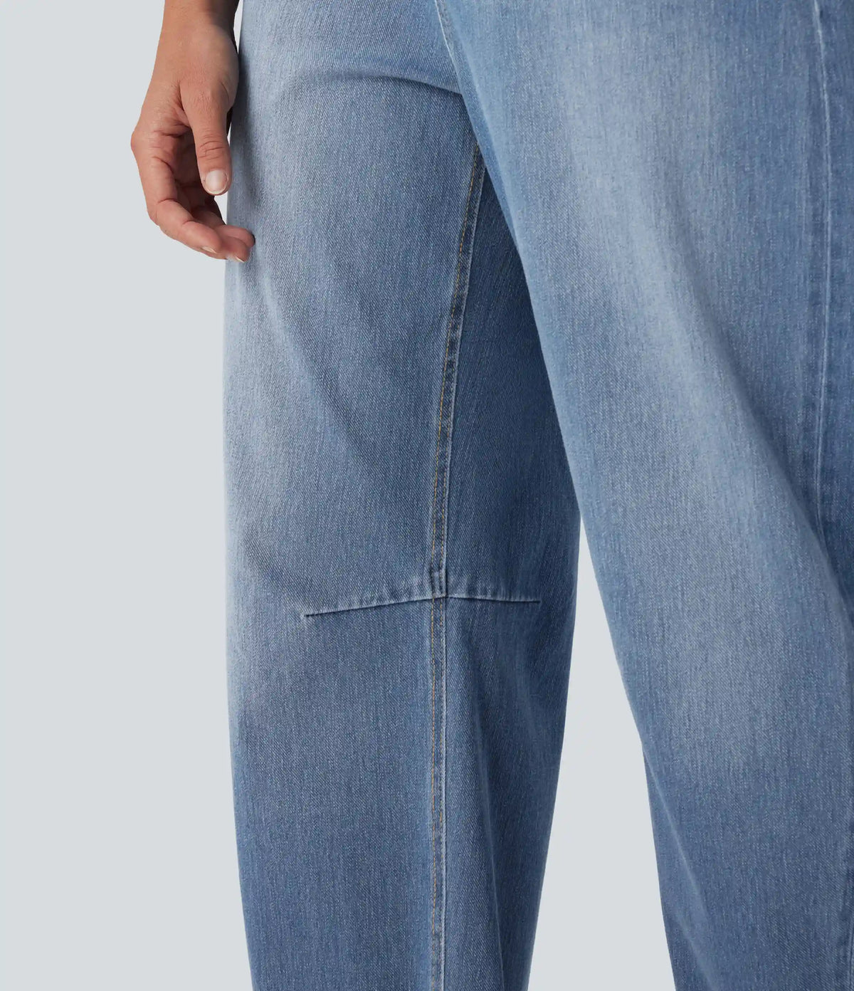 Halara Flex™ Mid Rise Barrel Leg Washed Casual Jeans with Pockets